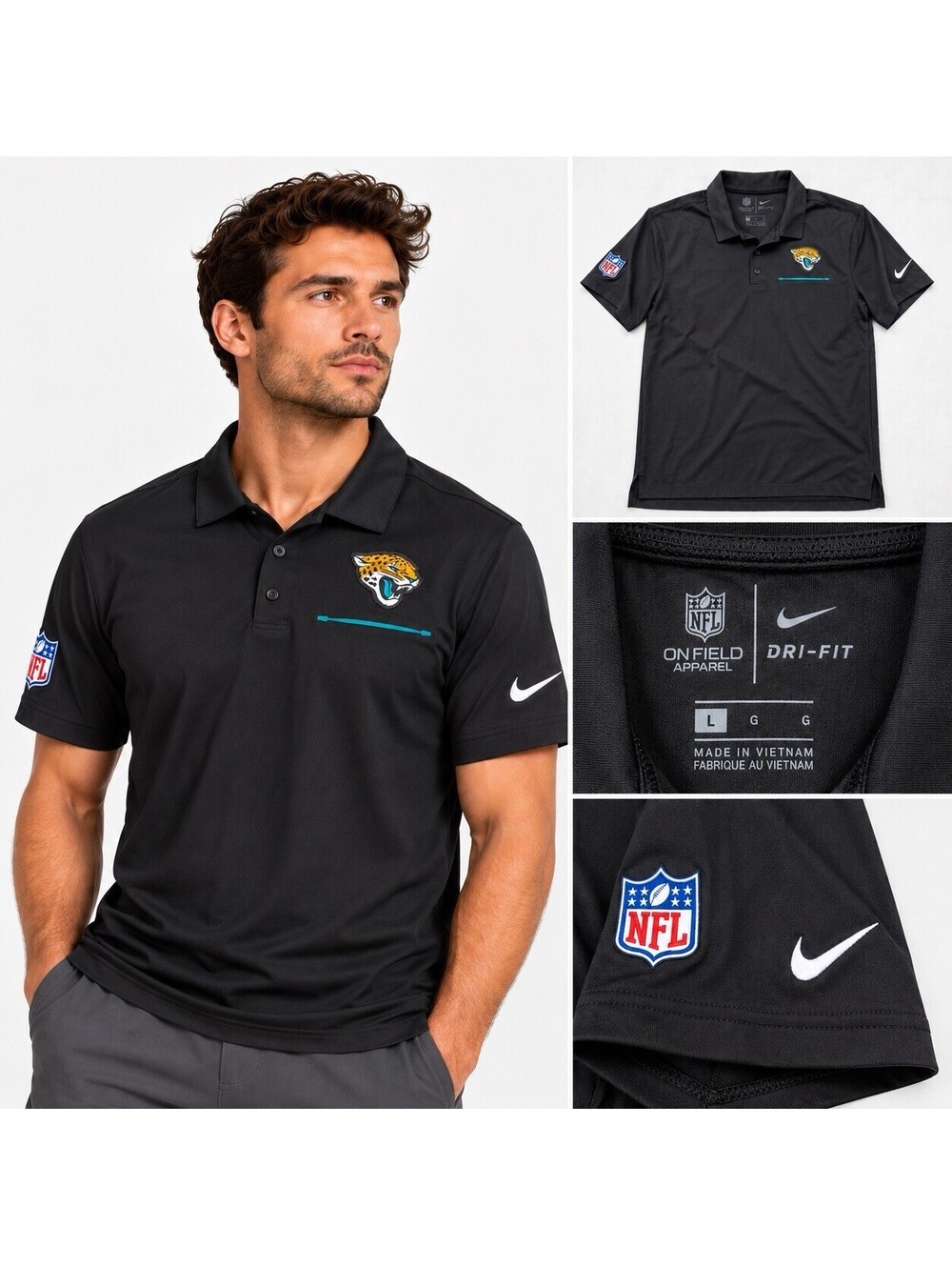 Nike Jacksonville Jaguars Vapor On Field Sideline Polo Shirt Men’s L NFL Dri-FIT
